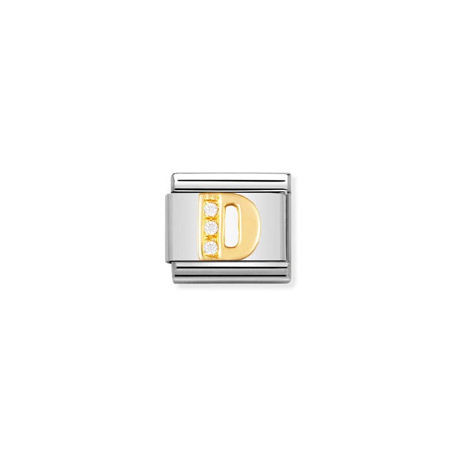 Classic Letter D Link - Gold/Zirconia - 030301/04