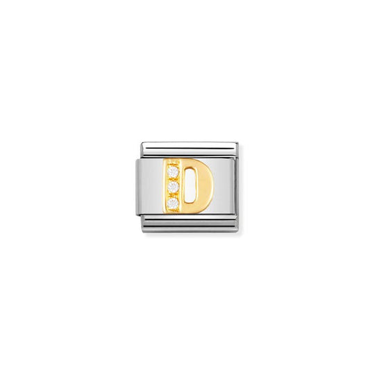 Classic Letter D Link - Gold/Zirconia - 030301/04