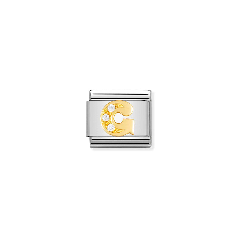 Classic Letter G Link - Gold/Zirconia - 030301/07