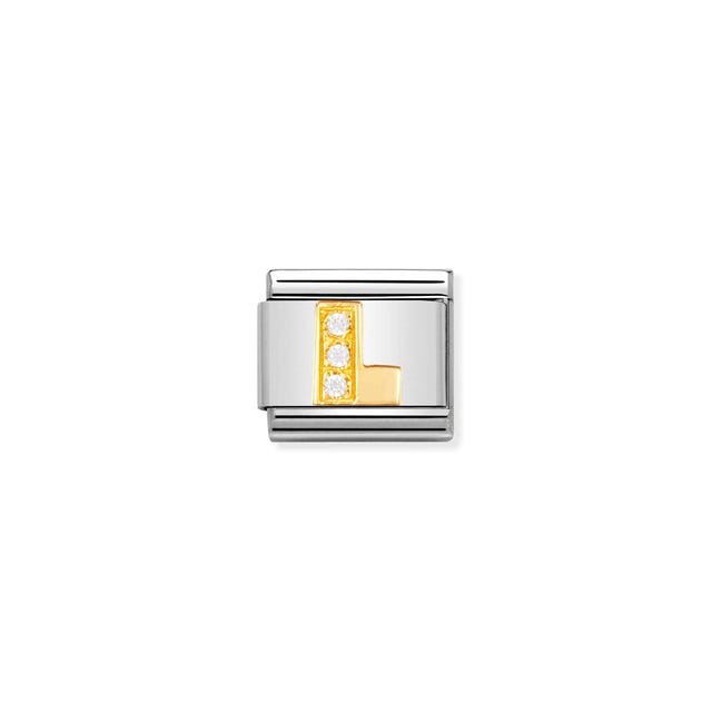 Classic Letter L Link - Gold/Zirconia - 030301/12