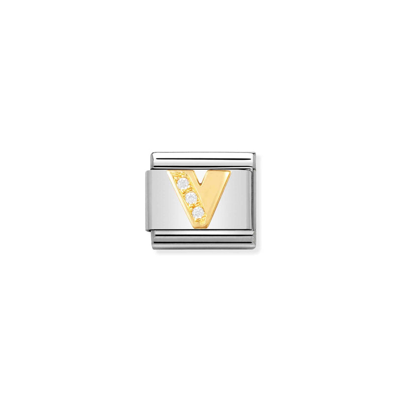 Composable Gold Zirconia Letter V Link - 030301/22