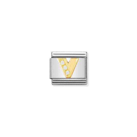 Composable Gold Zirconia Letter V Link - 030301/22