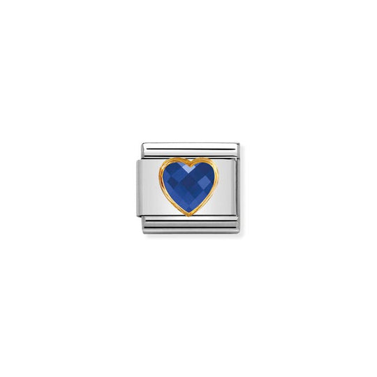 Composable Classic Multifaceted Blue Heart Link - Gold - 030610/007