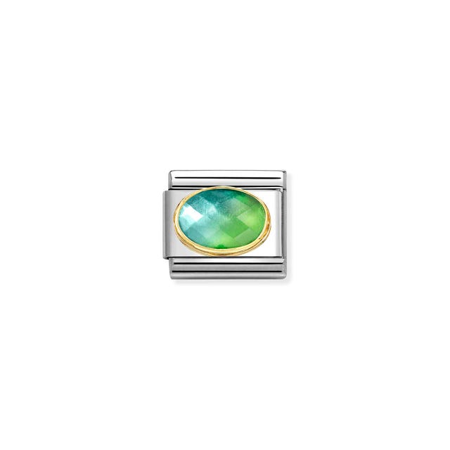 Composable Classic Blue-Green Stone Link - Gold - 030612/037