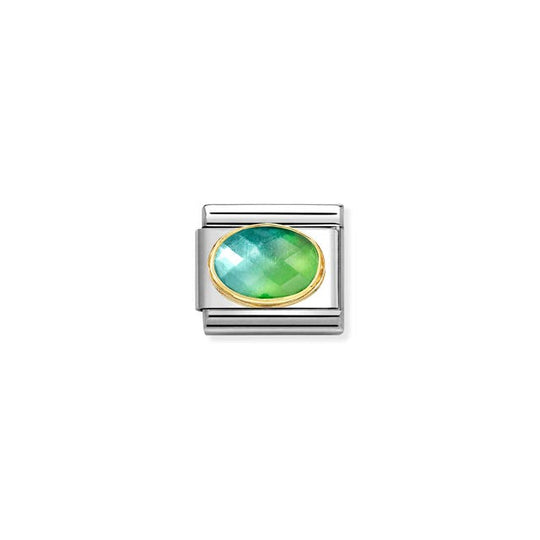 Composable Classic Blue-Green Stone Link - Gold - 030612/037