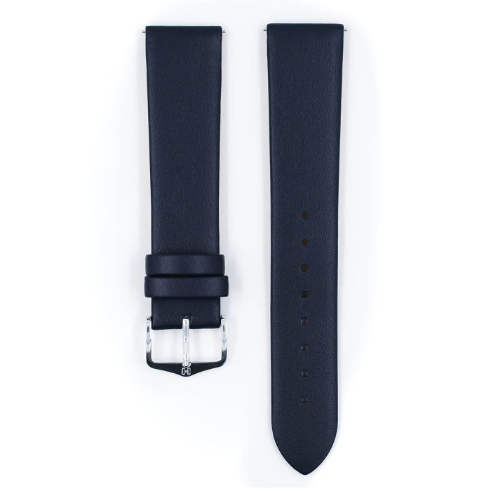 Toronto Fine-Grained Leather Watch Strap QR, Long, 10mm Wide - Blue - 03702180-2-10-SB