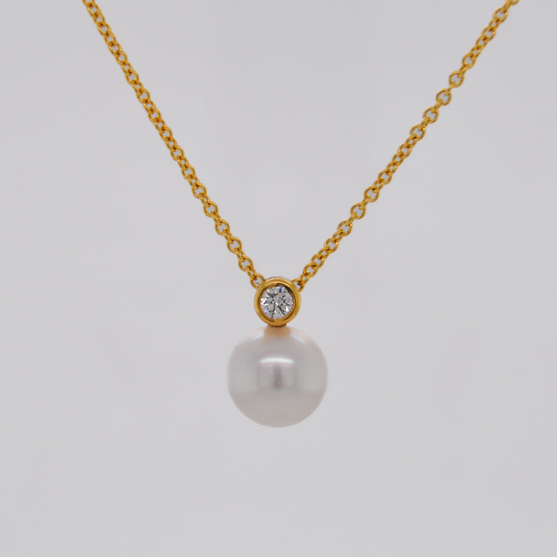 Pearl & Diamond Pendant - Gold - PO605A