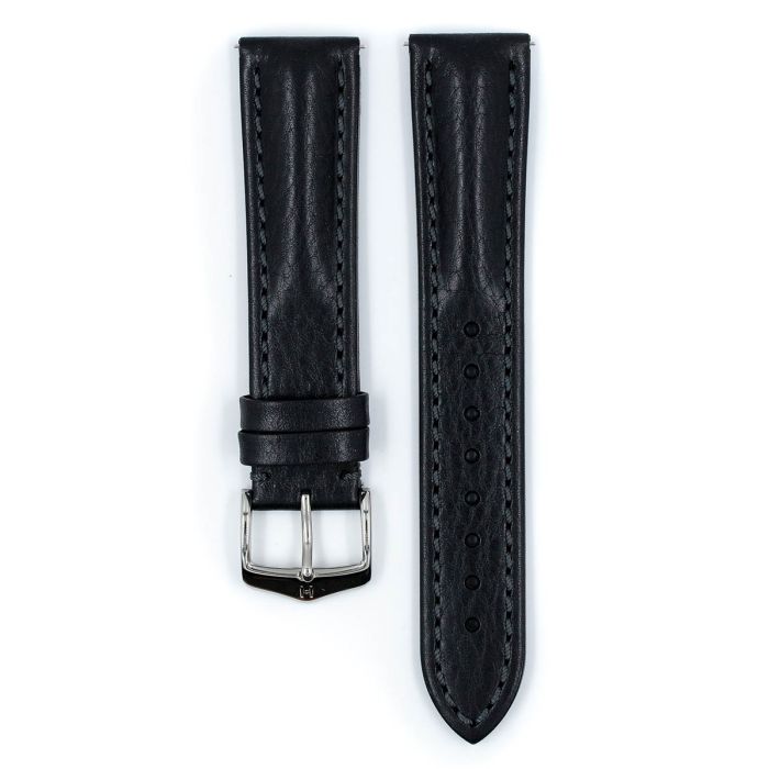 Lucca Tuscan Leather Watch Strap QR, Long, 24mm Wide - Black - 04902050-2-24-SB