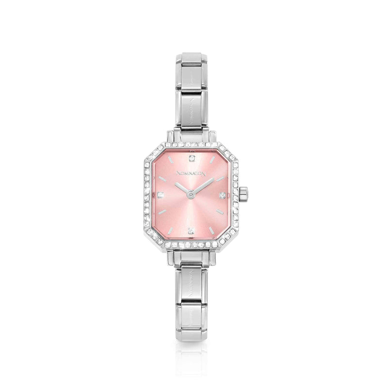 Paris Pink Rectangular CZ Watch - 076036/014