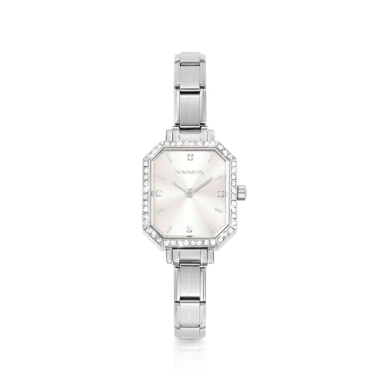 Paris Silver Rectangular CZ Watch - 076036/017
