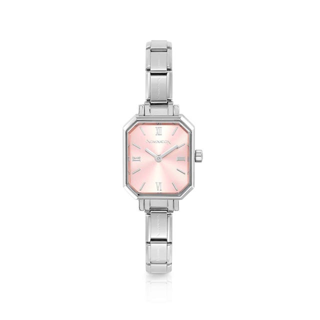 Paris Rectangular Ladies Watch, Sunray Pink - Silver - 076037/014