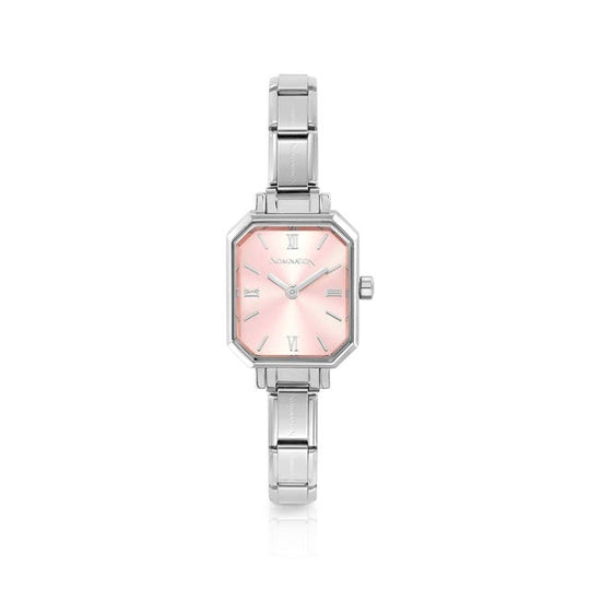 Paris Rectangular Ladies Watch, Sunray Pink - Silver - 076037/014