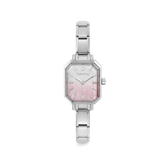 Time Paris Watch, Fade Glitter Pink-Silver Dial - 076037/034