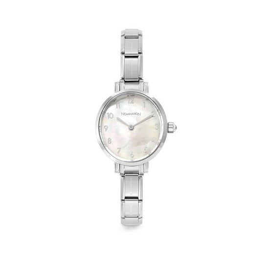 Paris Oval Mother Of Pearl Dial Watch - White/Silver - 076038/008