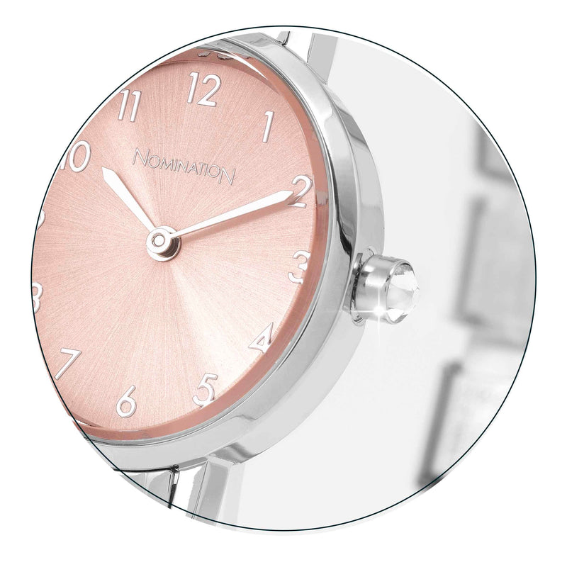 Paris Oval Sunray Dial Watch - Pink/Silver - 076038/014