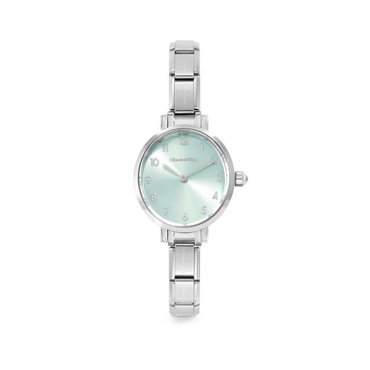 Paris Oval Sunray Dial Watch - Sage Green/Silver - 076038/032