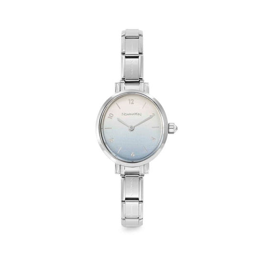 Paris Ladies Oval Sunray Dial Watch - Colour Fade Pastel Blue - 076038/037