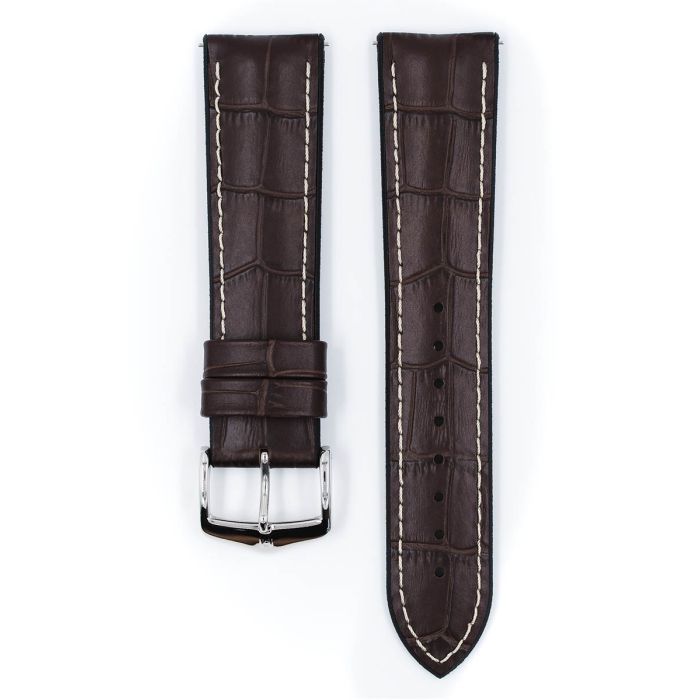 George Alligator Embossed Performance Watch Strap QR, Long, 24mm Wide - Brown - 0925128010-2-24-SB