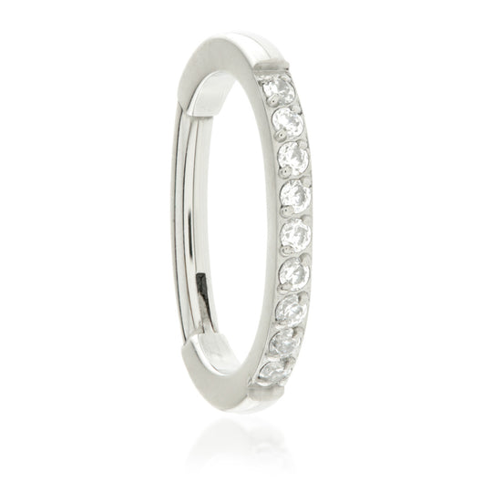 Titanium Rook Oval Side Gem Rook Hinged Earring - TiRook1