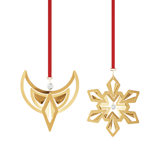 2024 Christmas Ornament Set, 2pcs - Gold - 10020392
