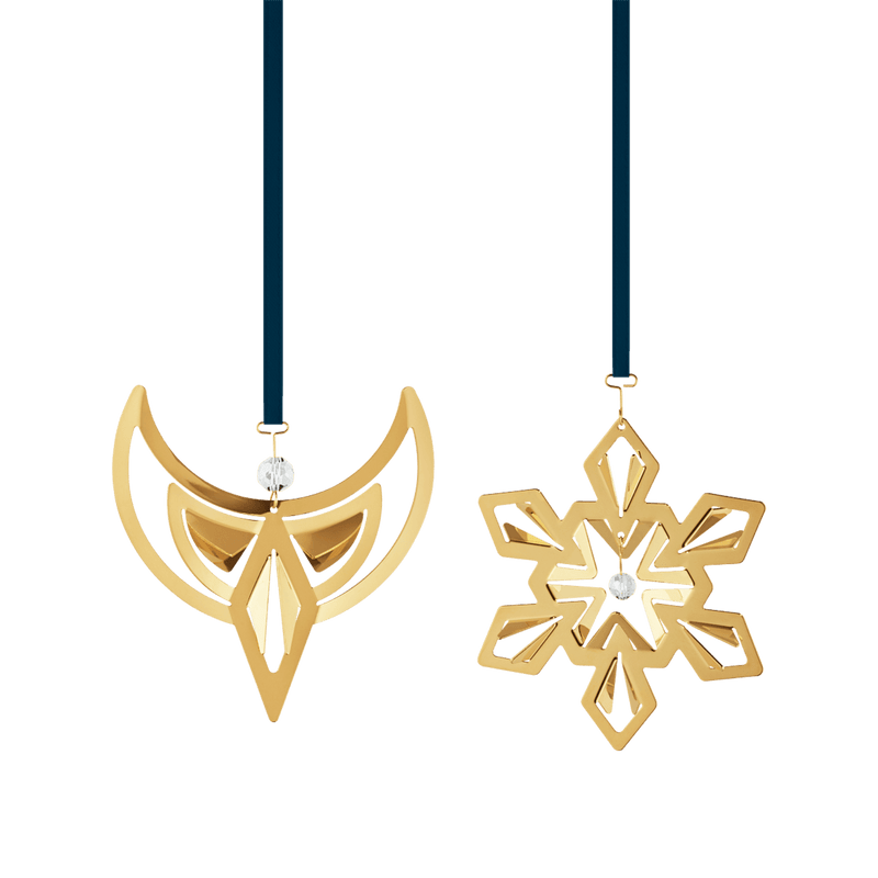 2024 Christmas Ornament Set, 2pcs - Gold - 10020392