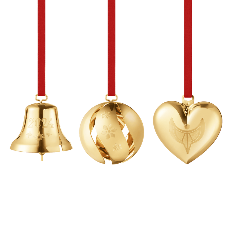 2024 3pcs Christmas Ornament Set, Gold - 10020408