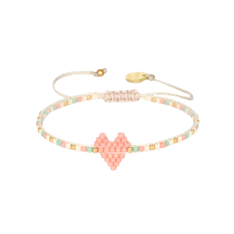 Heartsy Row Bracelet - Pale Pink - BE-XS-11378