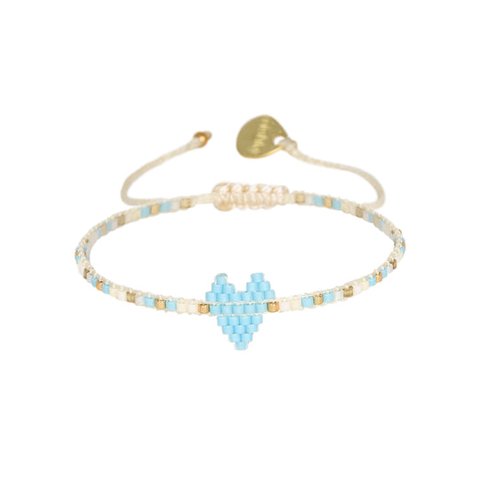 Heartsy Row Bracelet - Blue/White/Gold - BE-XS-11402