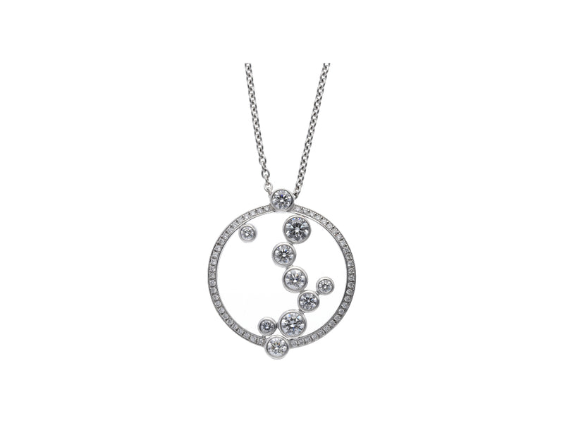 Circular Diamond Bubble Pendant, 1.48ct - 18ct White Gold
