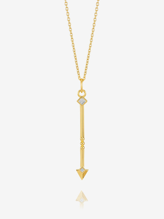 White Topaz North Star Arrow Necklace - Gold - NSN5GP