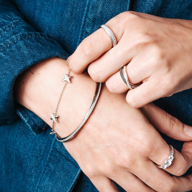 Milano Crossover Ring - Silver - 12020ZI