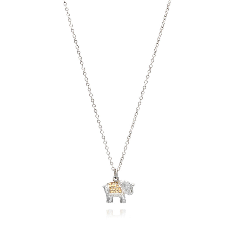 Small Elephant Charm Necklace - Gold/Silver - 1209N-TWT