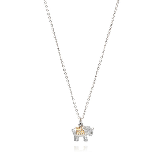 Small Elephant Charm Necklace - Gold/Silver - 1209N-TWT