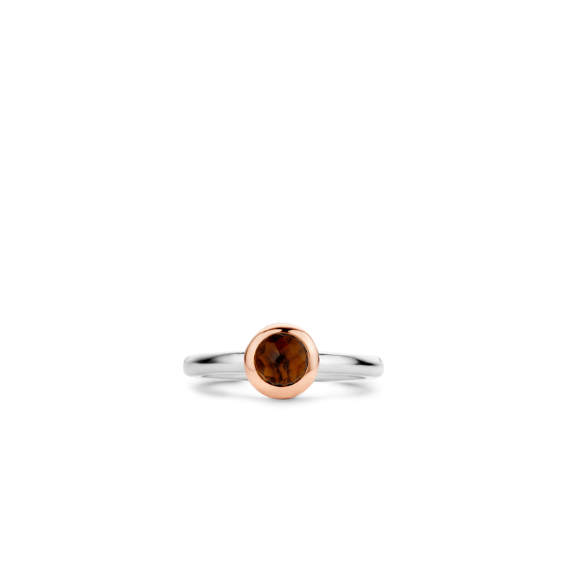 Milano Brown Ring, Size 54 - Silver - 12103TB/54