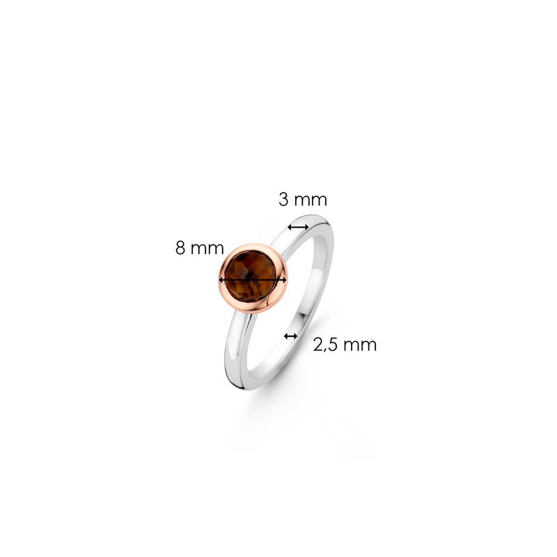 Milano Brown Ring, Size 54 - Silver - 12103TB/54