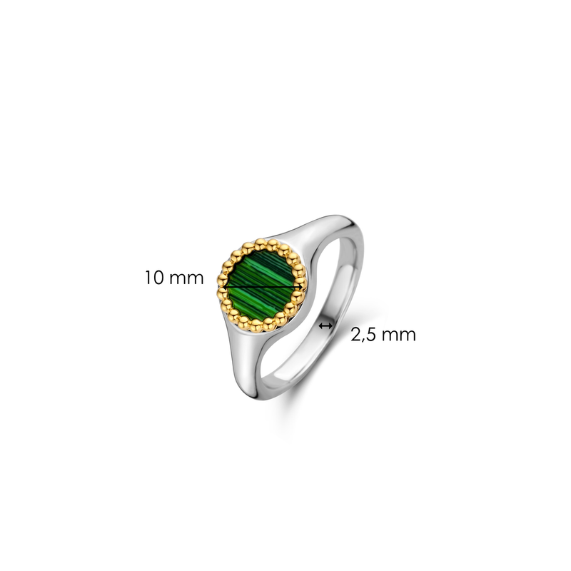 Milano Malachite Ring, Size 52 - Silver - 12207MA/52