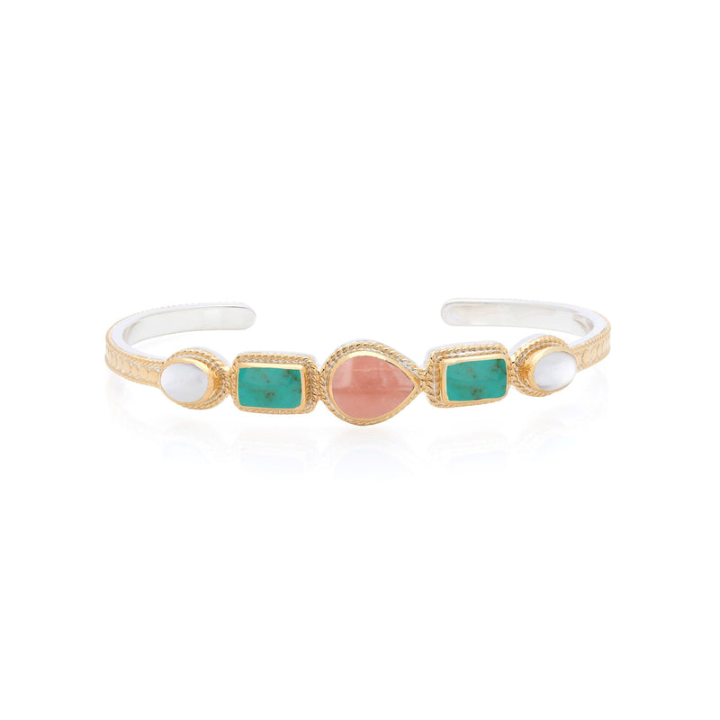 Antigua Multi-Stone Cuff Bangle - Gold - 1223C-GPTQM