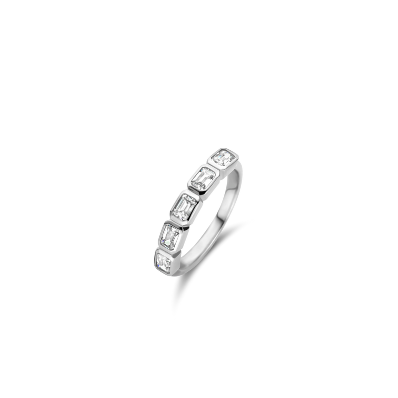 Cubic Zirconia 5 Stone Ring - Silver