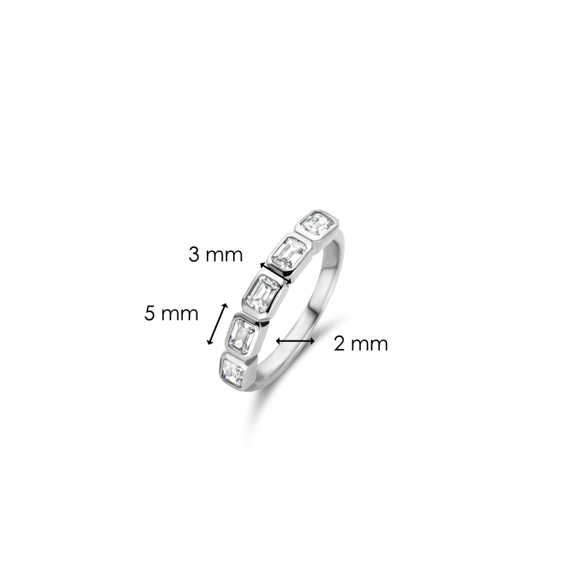 Cubic Zirconia 5 Stone Ring - Silver