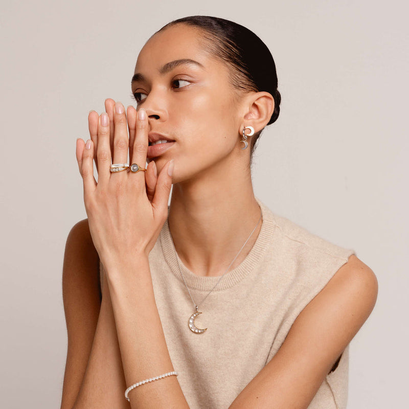 Milano Mother Of Pearl Moon Ring - Gold - 12304MW