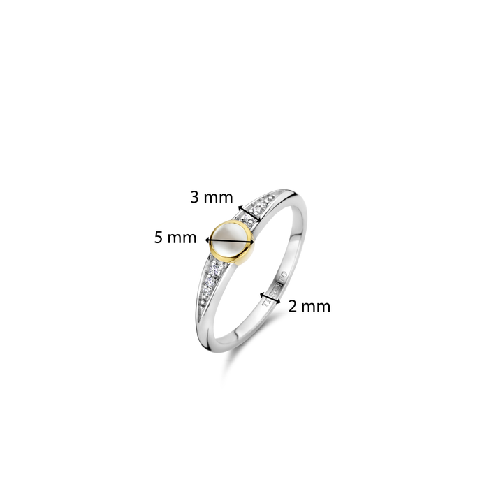 Milano Mother Of Pearl Ring - Silver/Gold - 12305MW