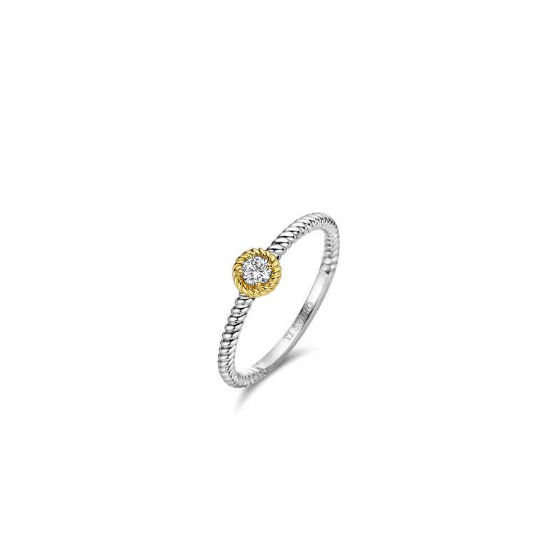 Milano CZ Stone Ring - Silver/Gold - 12306ZY