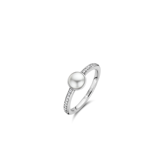 Milano Pearl & CZ Ring - Silver - 12308PW