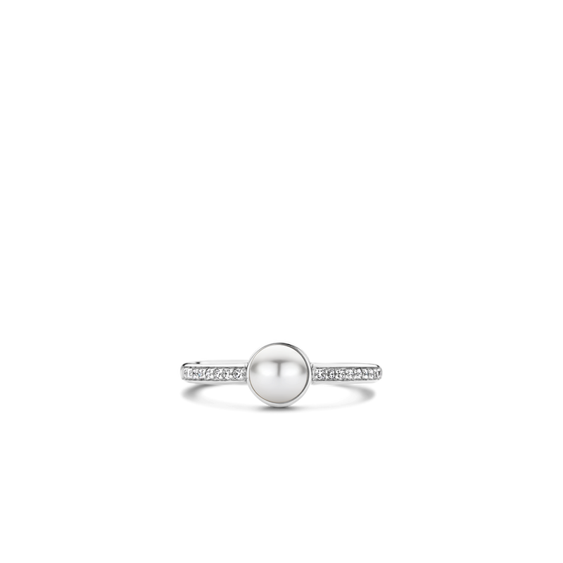 Milano Pearl & CZ Ring - Silver - 12308PW