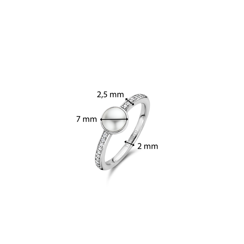 Milano Pearl & CZ Ring - Silver - 12308PW