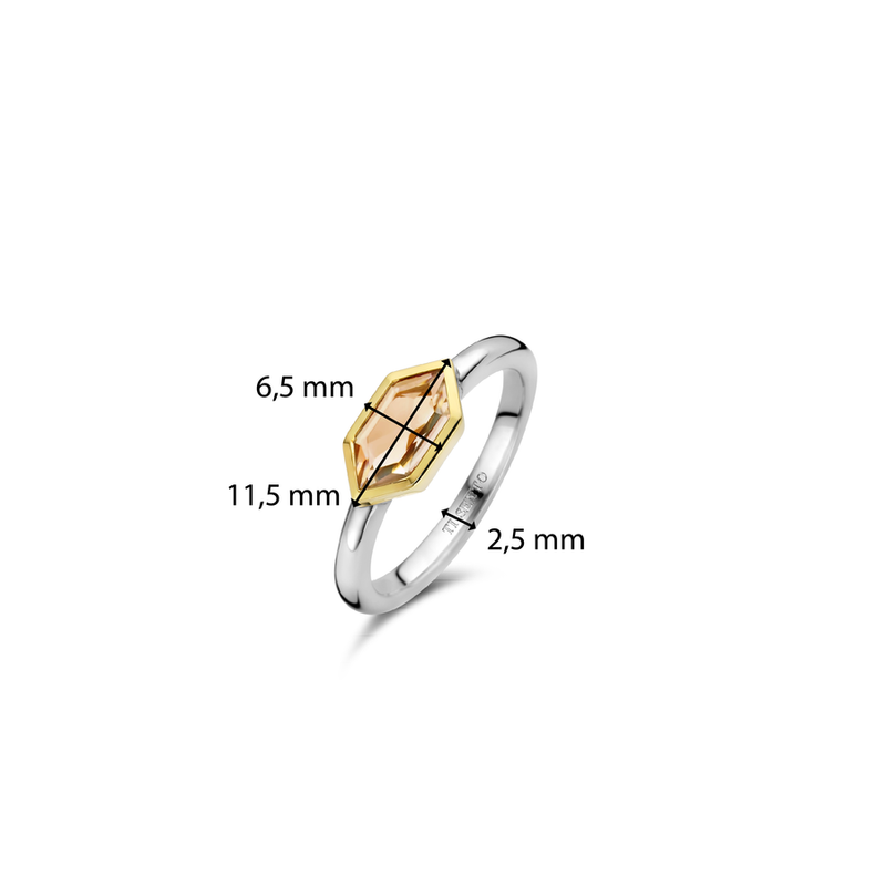 Milano Geometric Pink Stone Ring - Gold/Silver - 12312NU