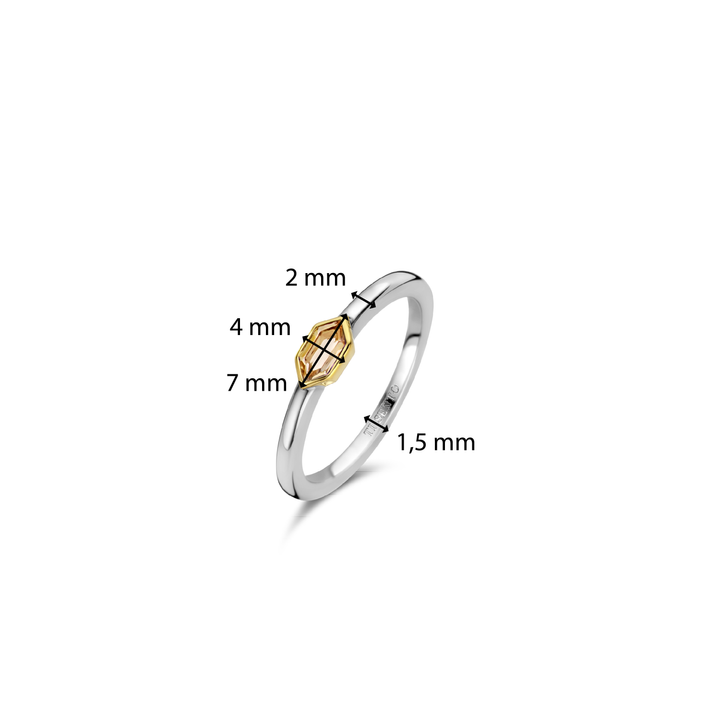 Nude Pink Geometric Stone Ring - Silver/Gold - 12313NU