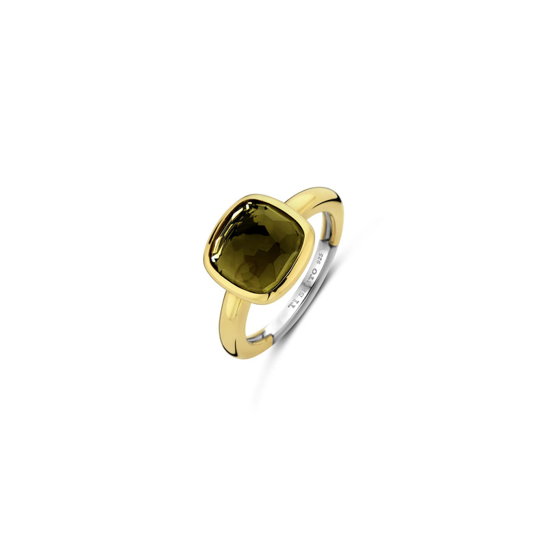 Milano Green Cushion Stone Ring - Gold - 12351KA