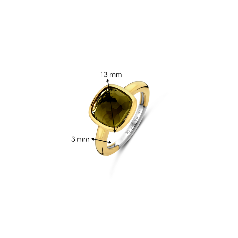 Milano Green Cushion Stone Ring - Gold - 12351KA
