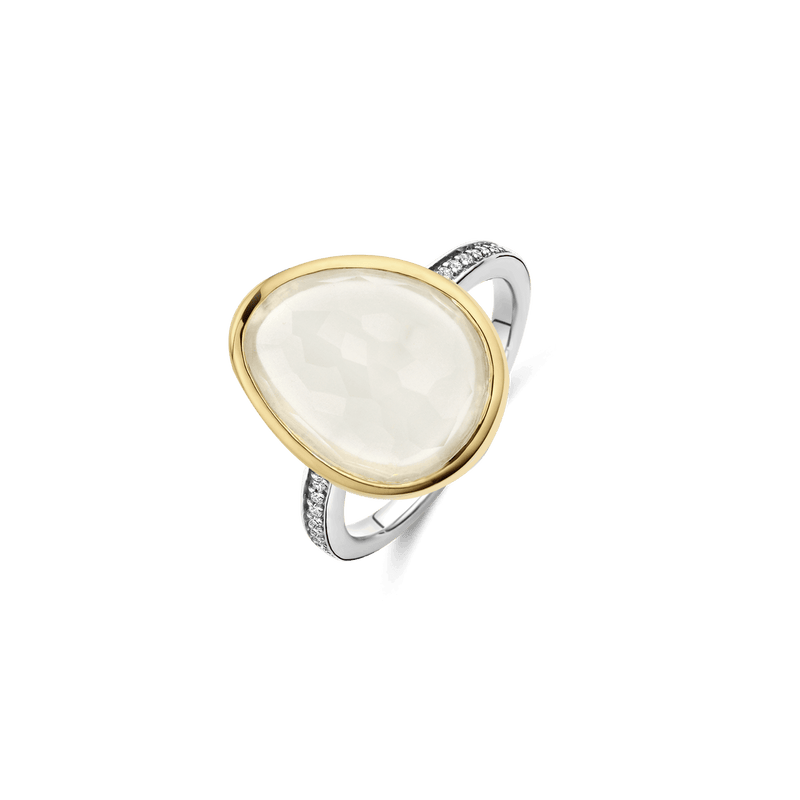 Milano Mother Of Pearl Stone Ring - Gold/Silver - 12386MW